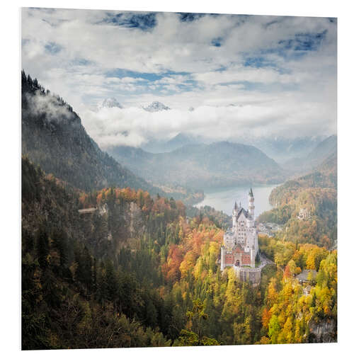 Foam board print Neuschwanstein Castle at Autumn