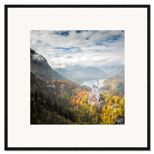 Impresión de arte enmarcada Neuschwanstein Castle at Autumn