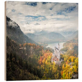 Holzbild Neuschwanstein im Herbst