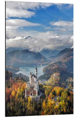 Tableau en aluminium Château de Neuschwanstein en automne