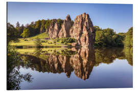 Cuadro de aluminio Rocks with reflection in the lake