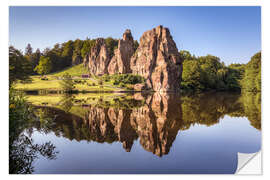 Selvklebende plakat Rocks with reflection in the lake