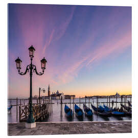 Acrylglasbild Gondeln in Venedig bei Sonnenaufgang