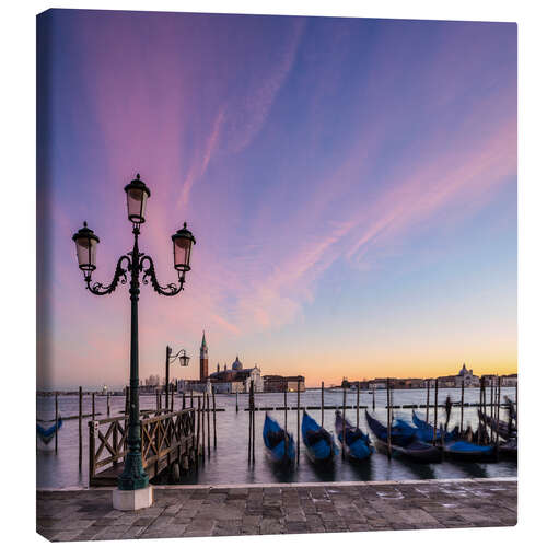 Canvas-taulu Gondolas in Venice during sunrise