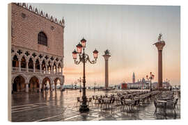 Wood print St. Mark&#039;s square in Venice during sunrise