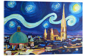 Akrylbilde  Starry Night in Vienna Austria Saint Stephan Cathedral Van Gogh Inspirations - M. Bleichner