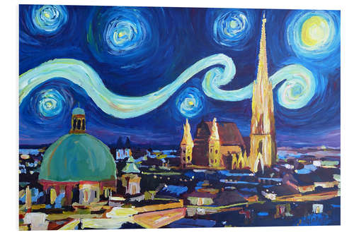 Stampa su PVC Starry Night in Vienna Austria   Saint Stephan Cathedral Van Gogh Inspirations