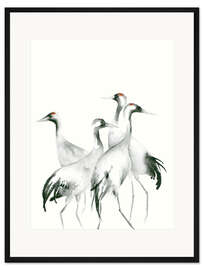 Gerahmter Kunstdruck Vier Kraniche