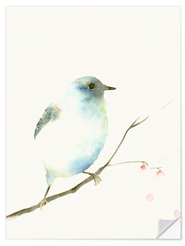 Selvklebende plakat Light blue bird