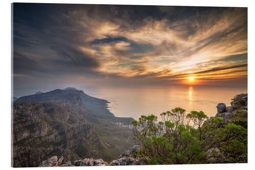 Acrylglasbild Sonnenuntergang am Tafelberg