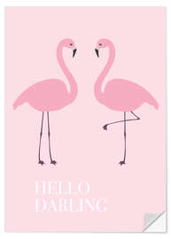 Selvklæbende plakat Hello Darling Flamingo