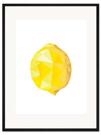 Gerahmter Kunstdruck Polygon Zitrone