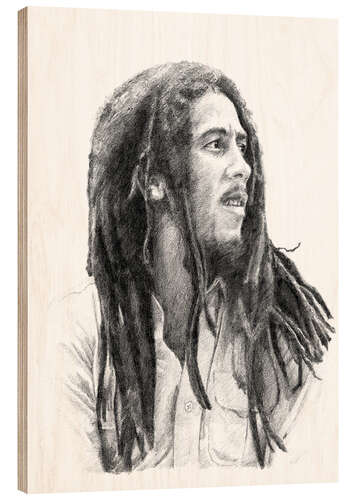 Wood print Bob Marley