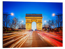 Alubild Arc de Triomphe und Champs-Élysées bei Nacht in Paris Frankreich