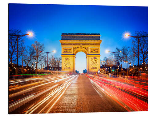 Gallery print Arc de Triomphe and Champs-Elysees at night in Paris France