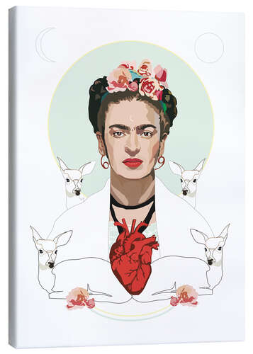 Leinwandbild Frida Kahlos Herz in weiß