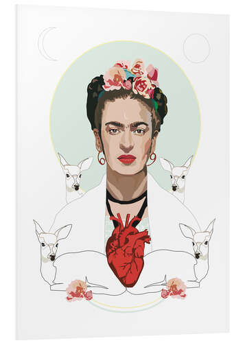 Foam board print Frida Kahlo's heart in white