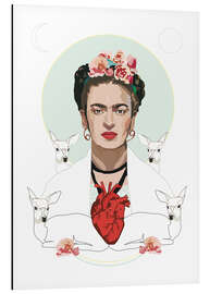 Magnettafel Frida Kahlos Herz in weiß