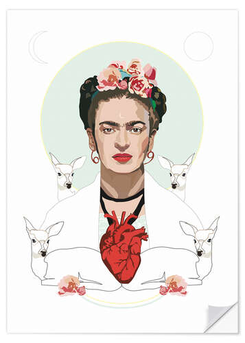 Wall sticker Frida Kahlo's heart in white