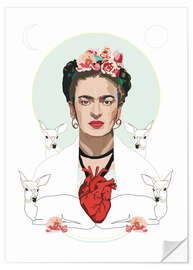 Naklejka na ścianę Frida Kahlo's heart in white