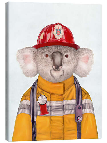 Leinwandbild Koala Feuerwehrmann