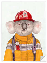 Wandsticker Koala Feuerwehrmann - Animal Crew