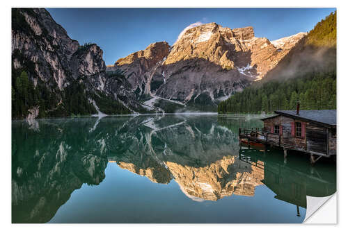 Självhäftande poster Braies Lake - Dolomite Alps