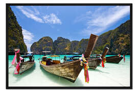 Gerahmter Kunstdruck Langboot bei Maya Bay auf der PhiPhi-Insel