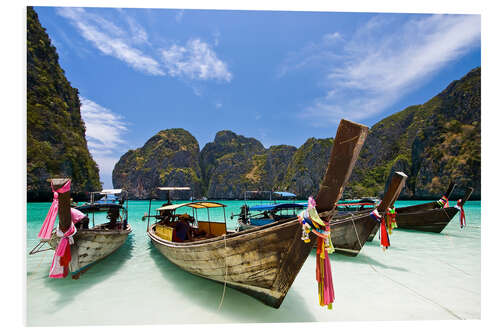 Foam board print Long tail boat at Maya Bay, PhiPhi