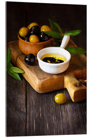 Akrylbillede  Grønne og sorte oliver