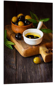 Magnettafel Grüne und schwarze Oliven