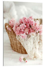 Gallery print Pink pastel flowers in wicker basket