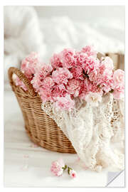 Wall sticker Pink pastel flowers in wicker basket