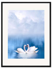 Gerahmter Kunstdruck liebende Schwäne
