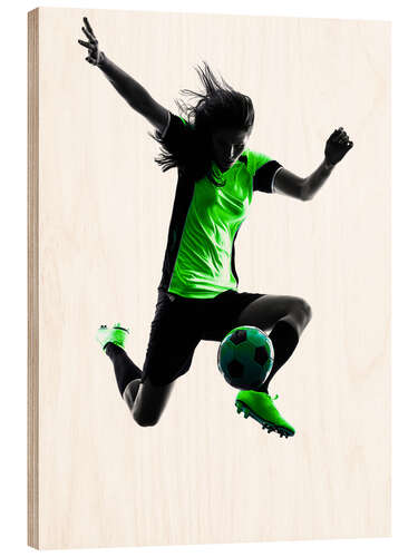 Wood print soccer player