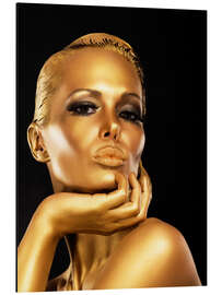 Alubild Frau mit Gold-Make-up