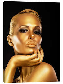 Stampa su tela Woman with Gold Make-up