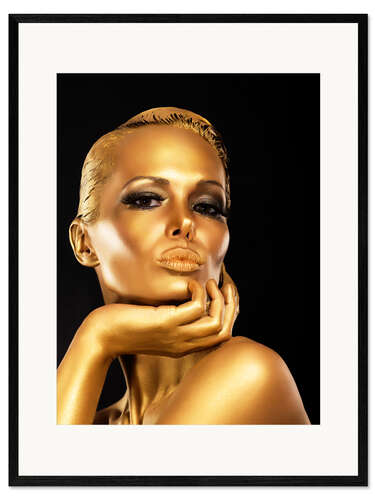 Stampa artistica con cornice Woman with Gold Make-up