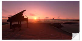 Selvklebende plakat Piano on the beach