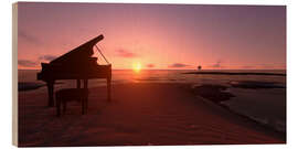 Wood print Piano on the beach