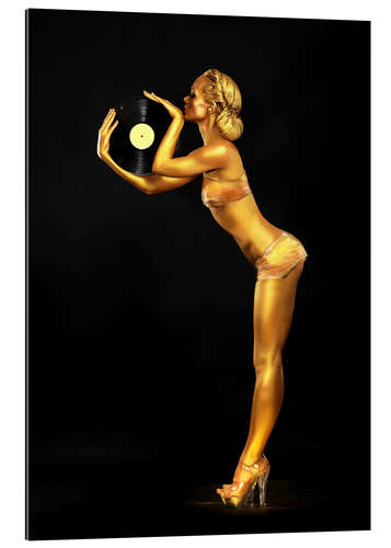 Galleritryk Futurism - Golden DJ with vinyl