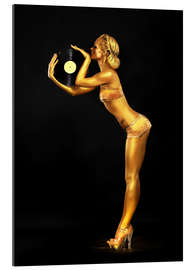 Galleritryk Futurism - Golden DJ with vinyl