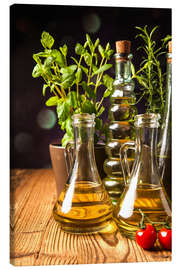 Stampa su tela  Olio d&#039;oliva in bottiglie