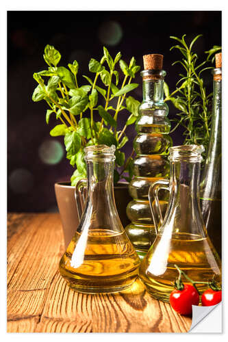 Vinilo para la pared Aceite de oliva en una botella