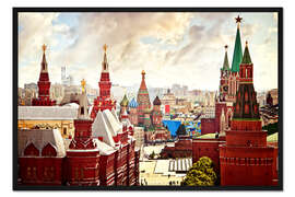 Gerahmter Kunstdruck Luftaufnahme des Kreml in Moskau, Roter Platz