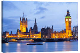 Stampa su tela  Big Ben e Westminster Bridge a Londra