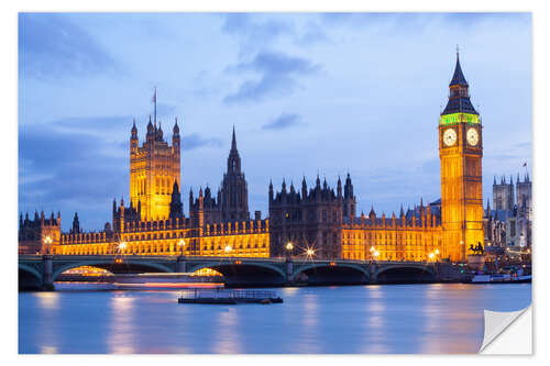 Wandsticker Big Ben und Westminster Bridge in London