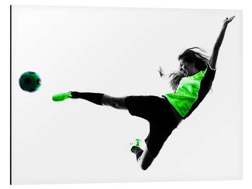 Tableau en aluminium Saut de footballeuse