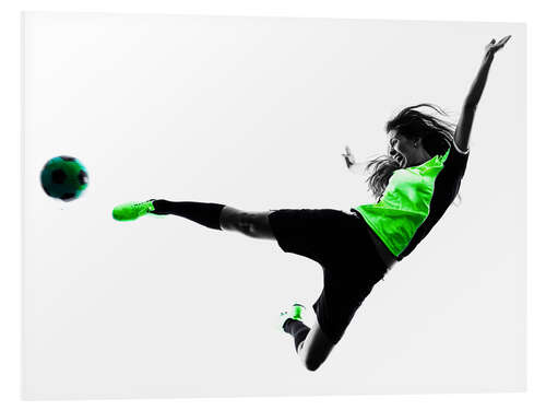 PVC-taulu Female Footballer jumping