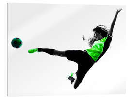 Galleritryk Female Footballer jumping